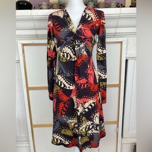 CABi monarch butterfly bodycon dress hugs curves sexy neckline NWOT🌷